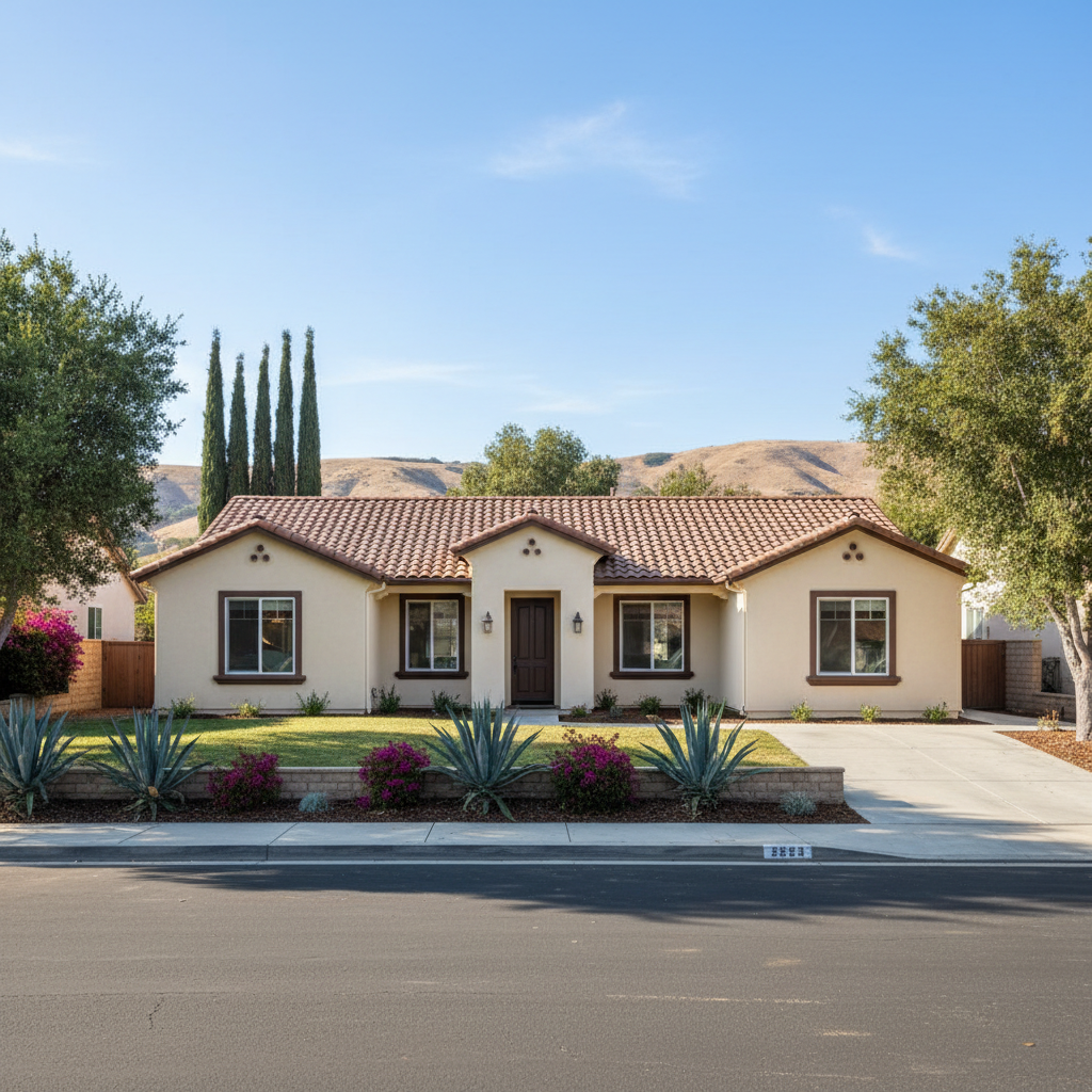 Completed stucco painting work at a residential property in Chino Hills, CA