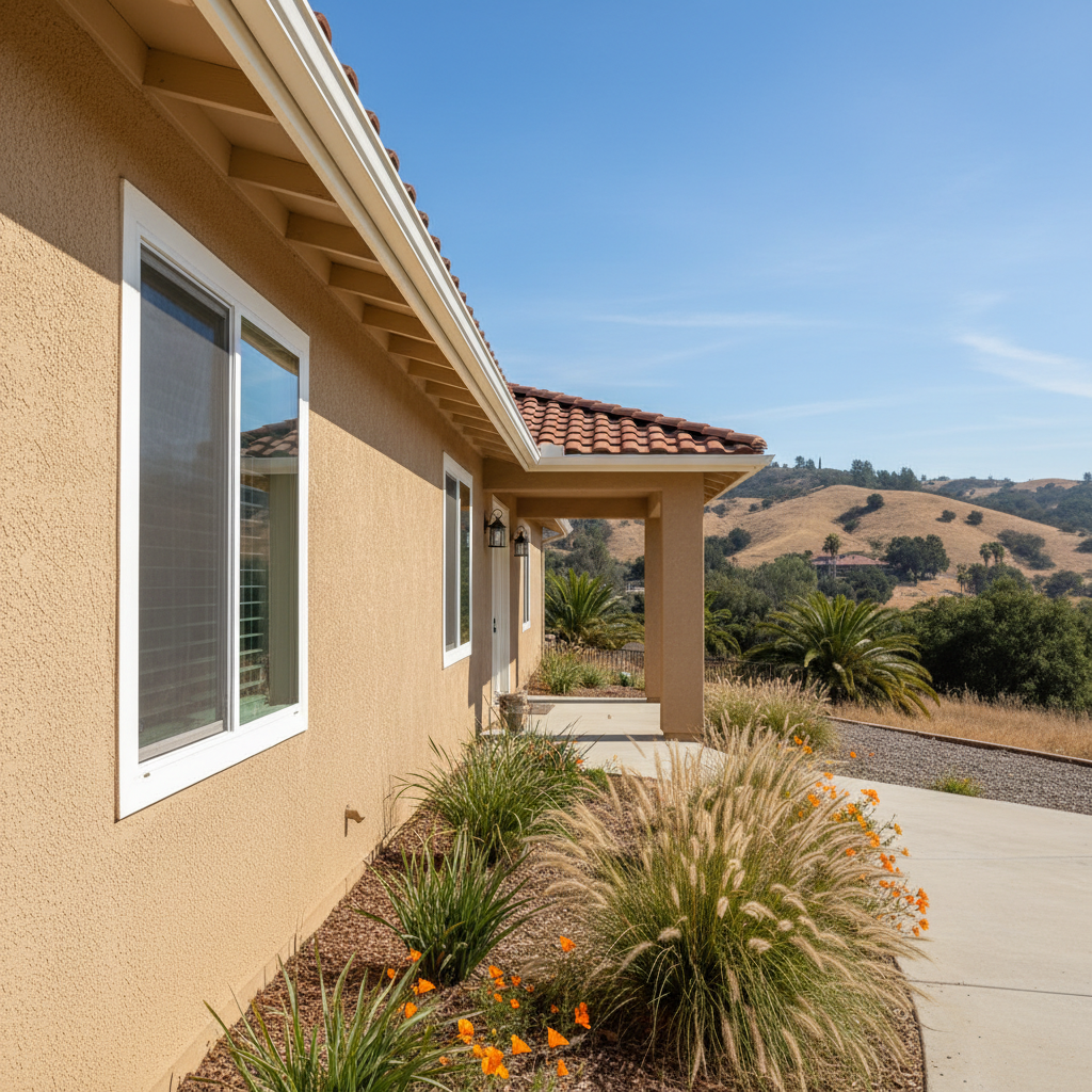 Completed residential stucco work at a residential property in Chino Hills, CA