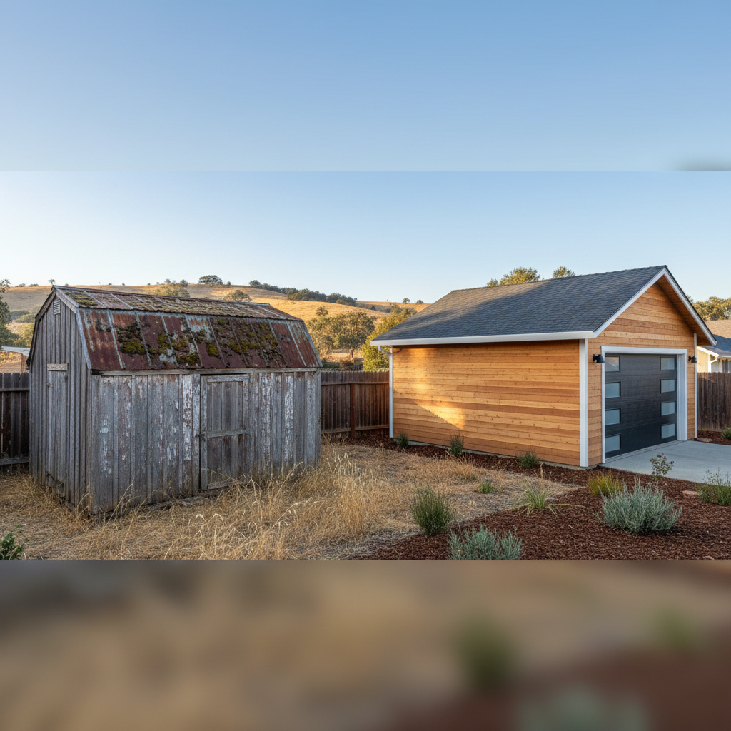 Completed garage design & building work at a residential property in Oakdale, CA