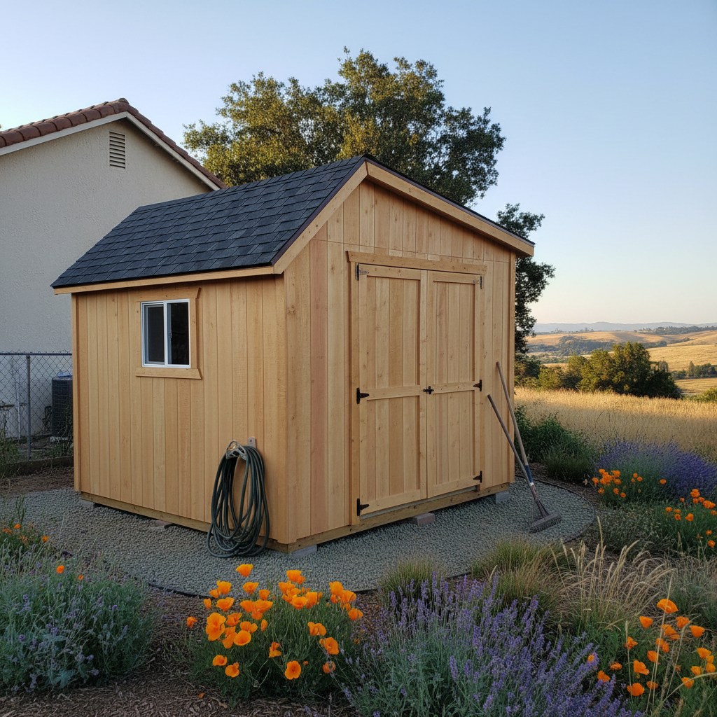Completed garden sheds work at a residential property in Oakdale, CA