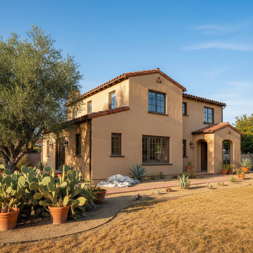 Completed residential stucco work at a residential property in Pomona, CA