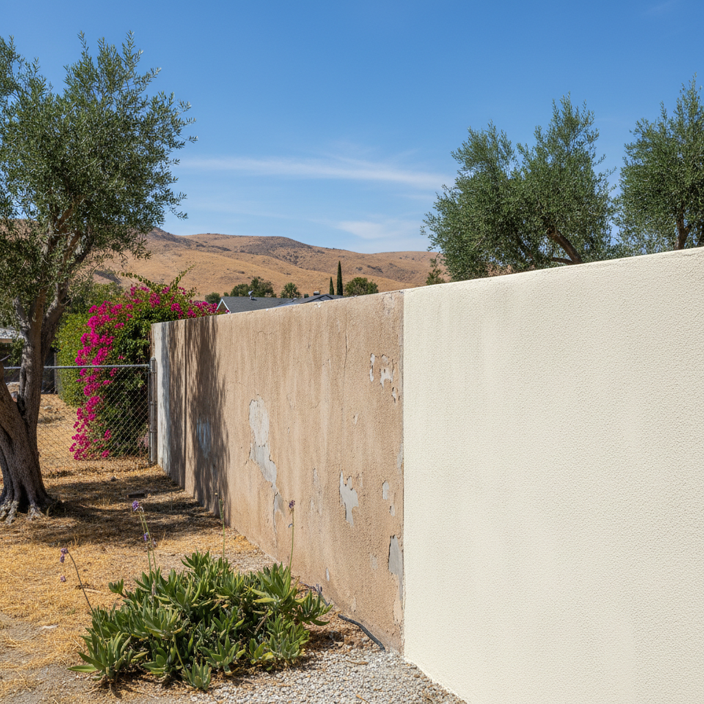 Completed stucco installation work at a residential property in Rialto, CA