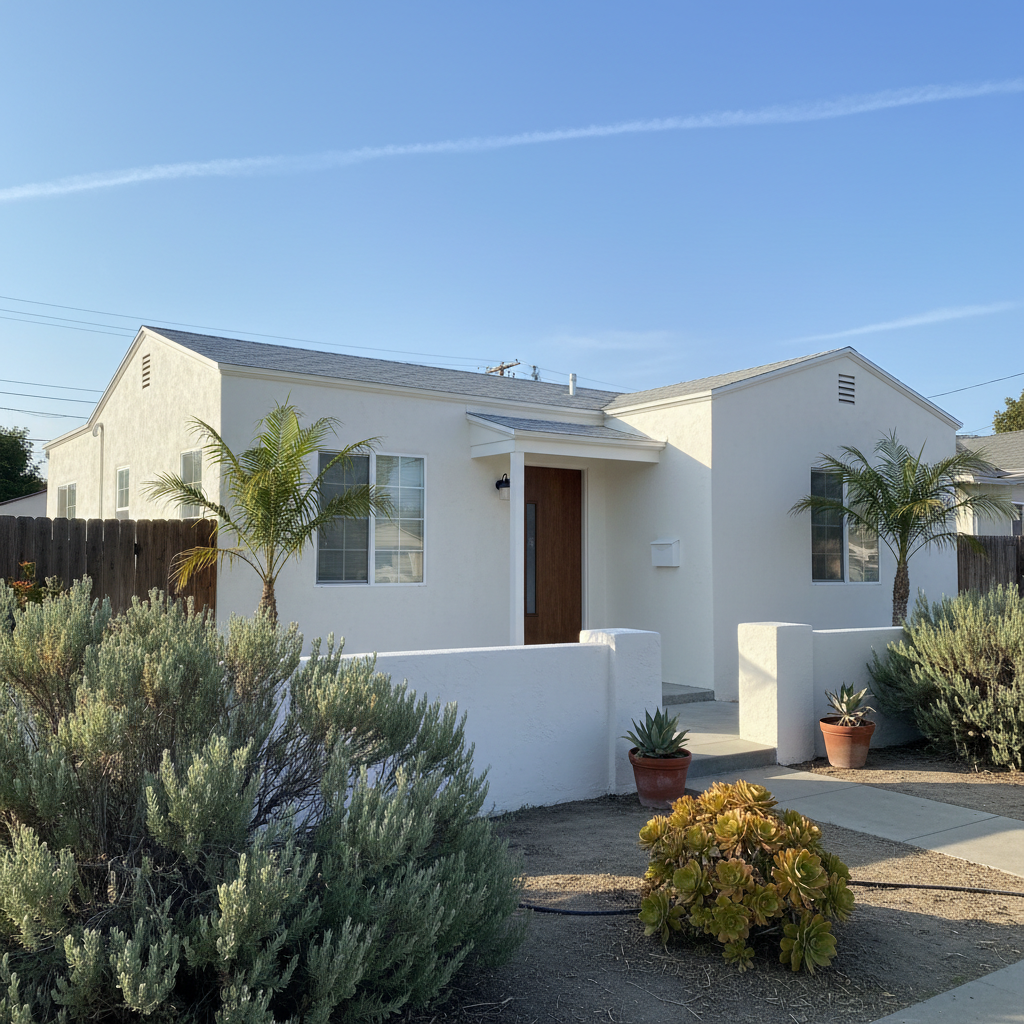 Completed stucco painting work at a residential property in Norwalk, CA