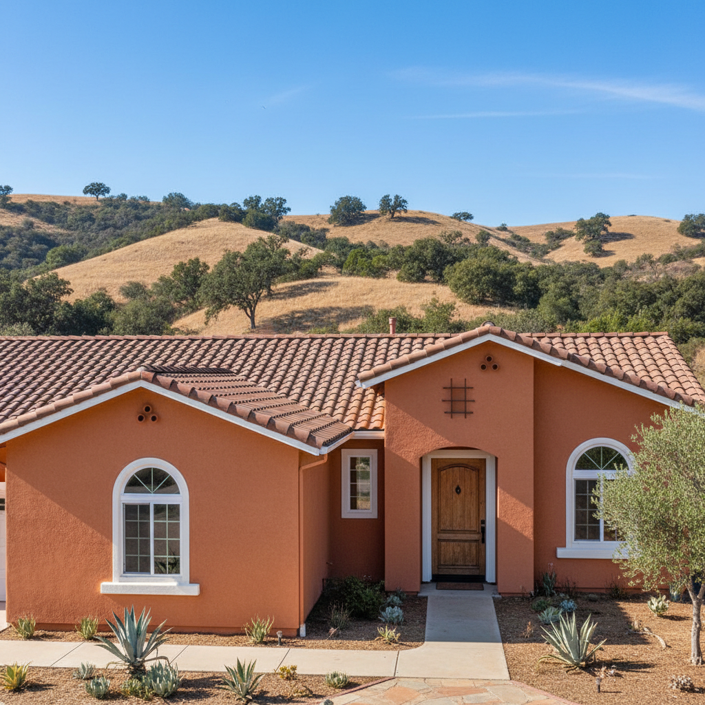 Completed stucco painting work at a residential property in Chino Hills, CA