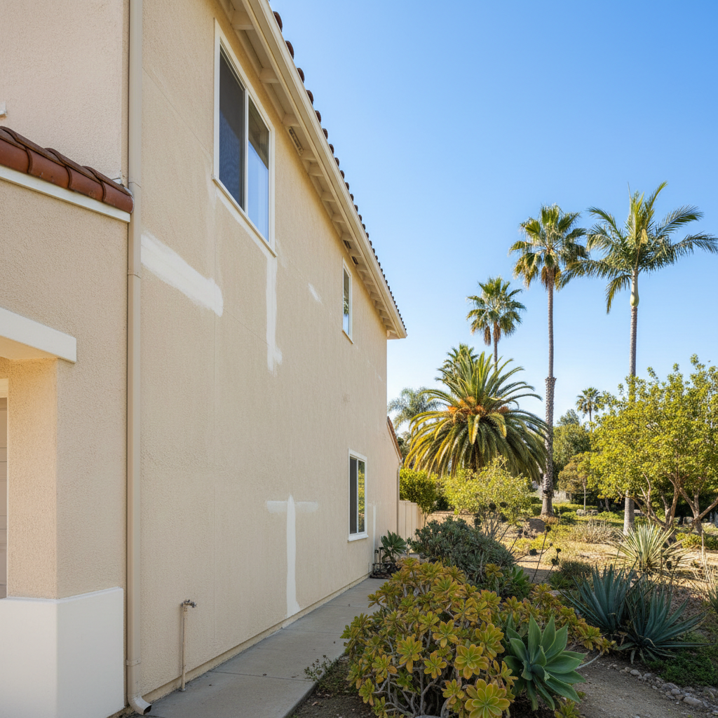 Completed stucco repair work at a residential property in Beverly Hills, CA