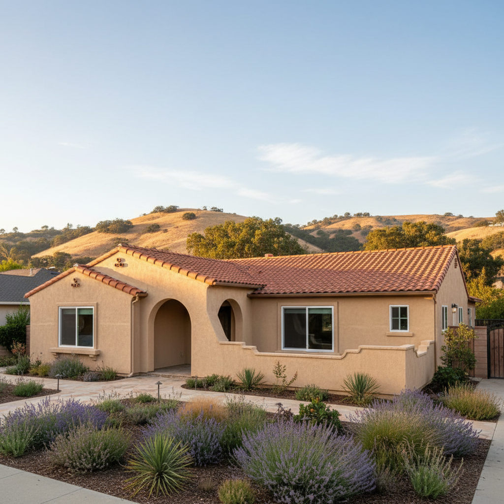 Completed residential stucco work at a residential property in Claremont, CA