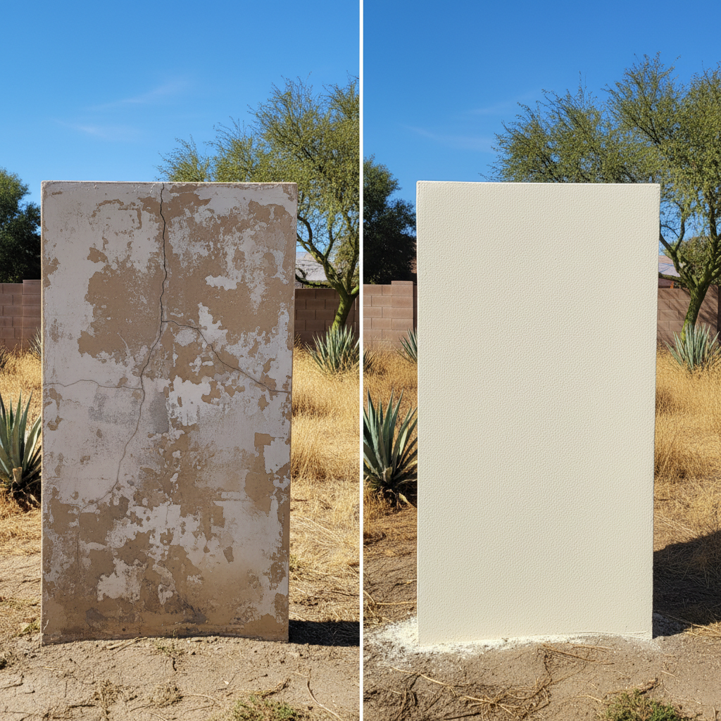 Completed stucco repair work at a residential property in Bakersfield, CA