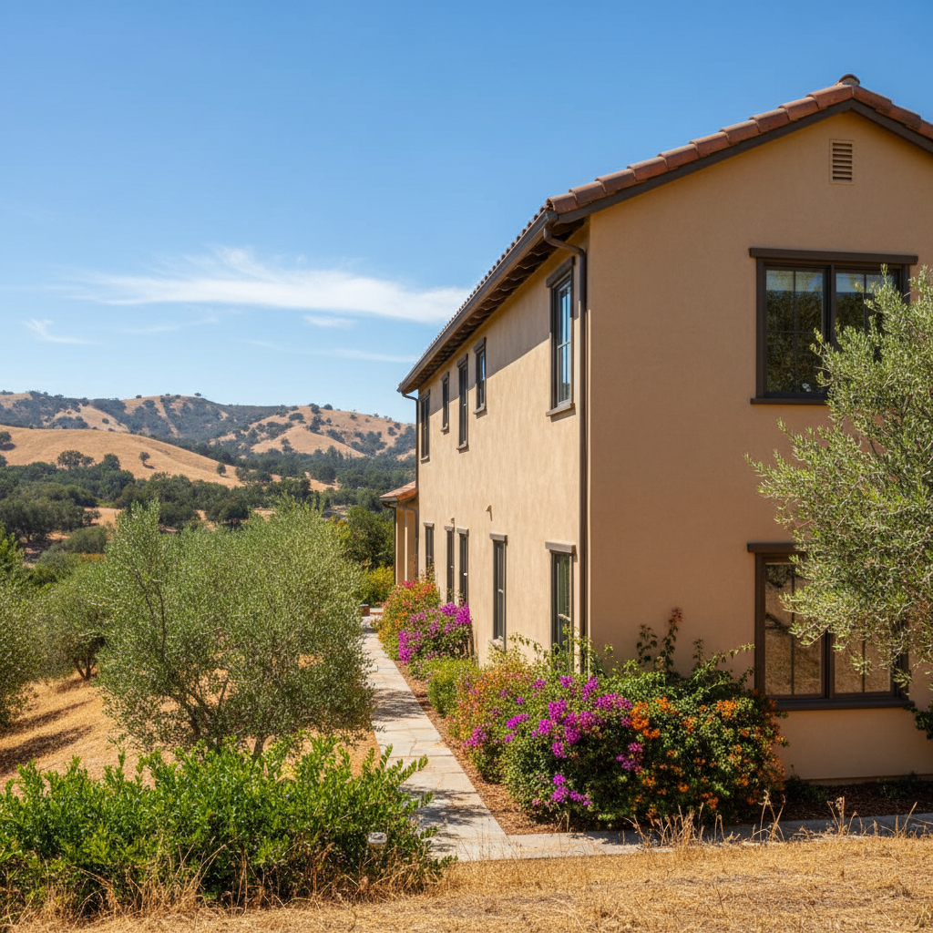 Completed stucco painting work at a residential property in Pasadena, CA