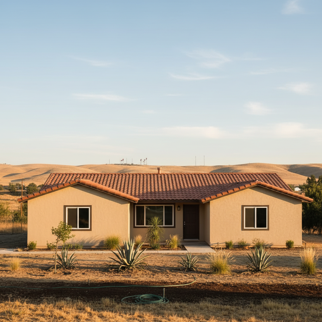 Completed stucco installation work at a residential property in Bakersfield, CA