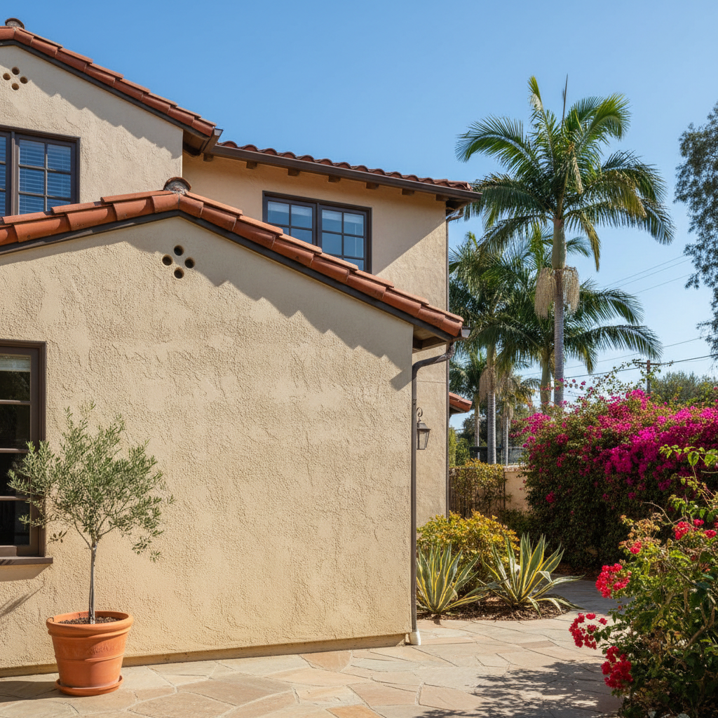 Completed stucco repair work at a residential property in Pasadena, CA