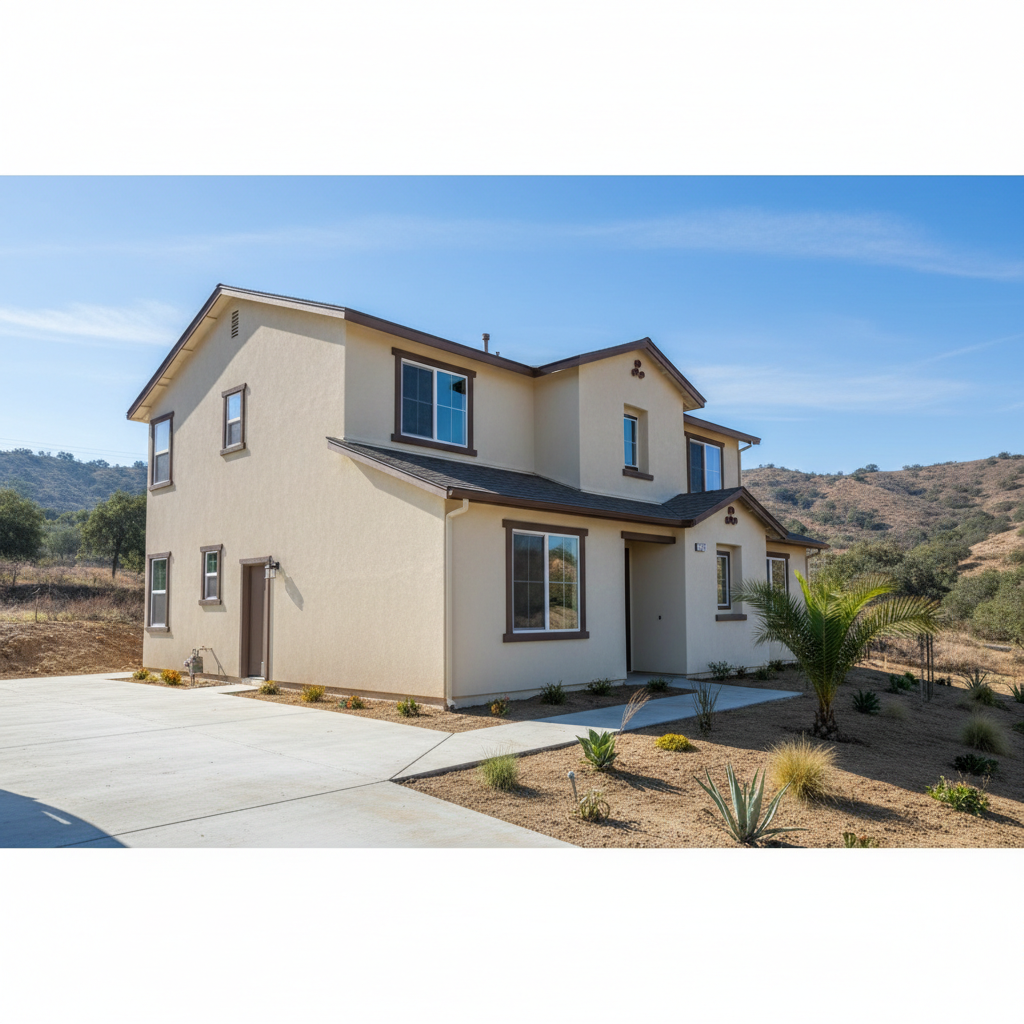 Completed stucco removal work at a residential property in San Bernardino, CA
