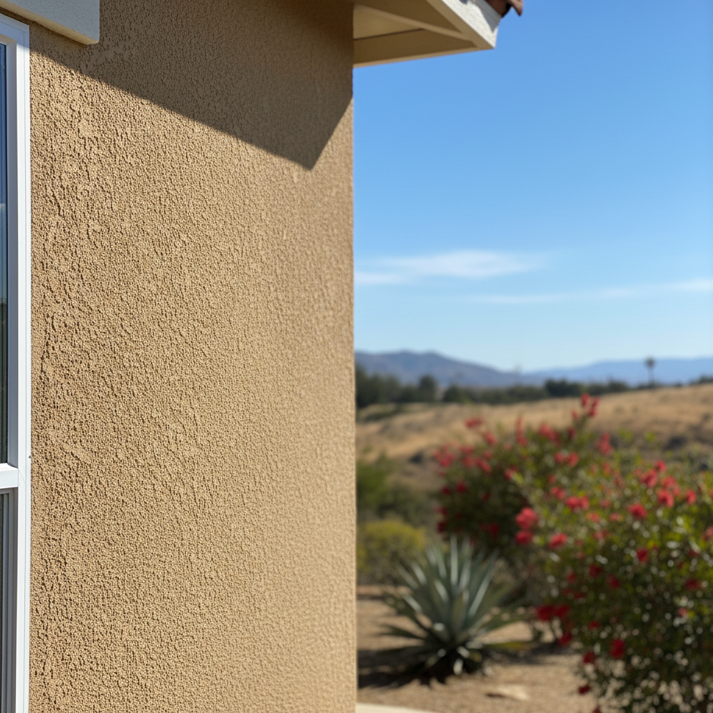 Completed stucco painting work at a residential property in Santa Clarita, CA