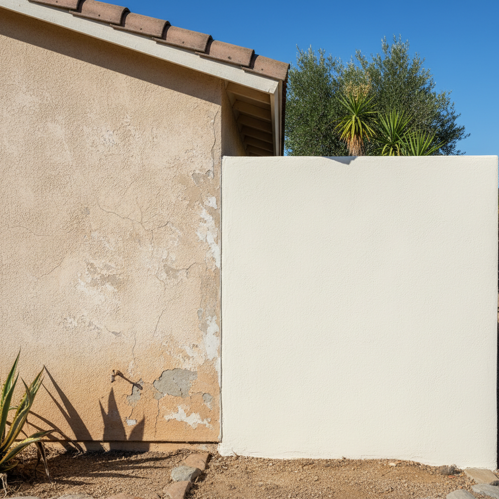 Completed stucco installation work at a residential property in Temecula, CA
