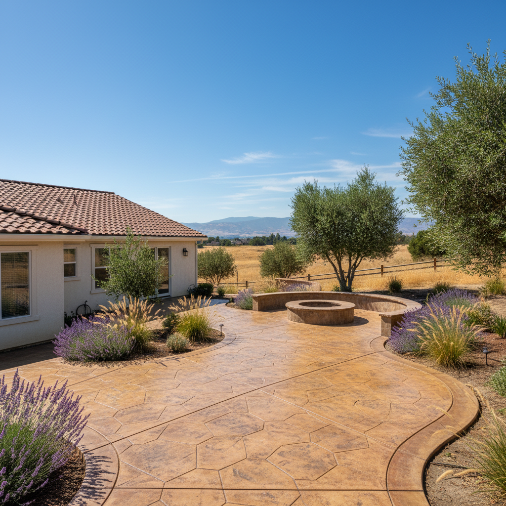 Completed decorative concrete work at a residential property in Stockton, CA