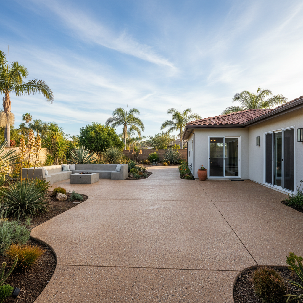 Completed concrete patios work at a residential property in Ventura, CA