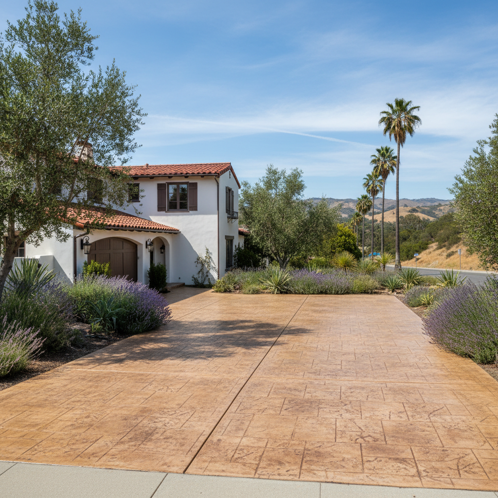 Completed stamped concrete work at a residential property in Santa Barbara, CA