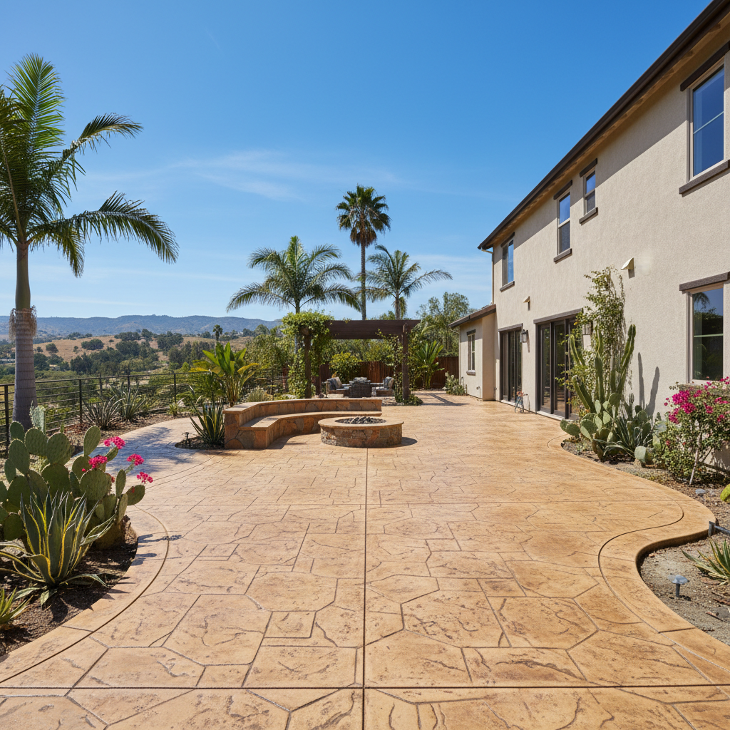 Completed stamped concrete work at a residential property in Ventura, CA