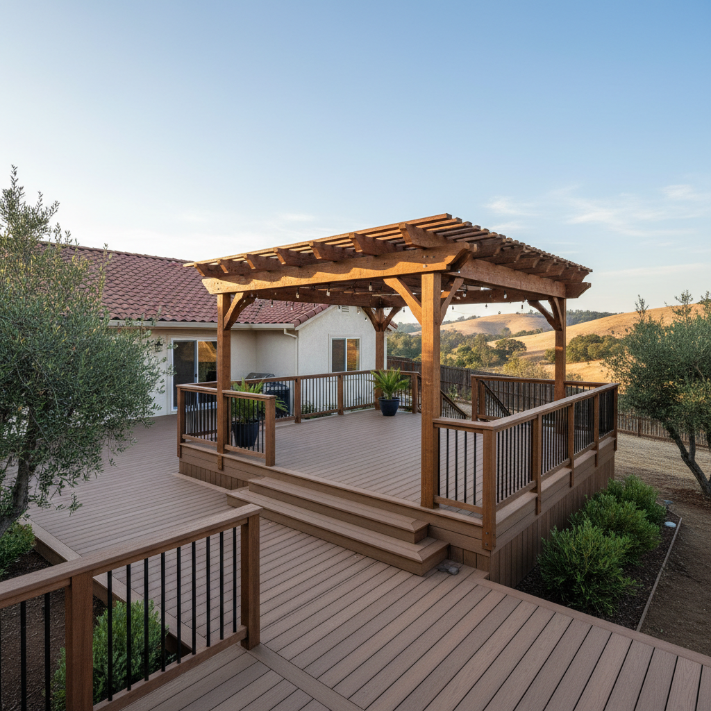 Completed pergola construction work at a residential property in Chico, CA
