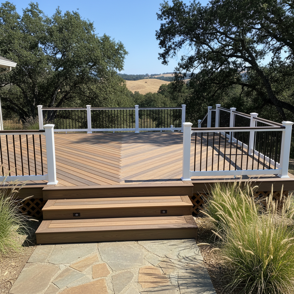 Completed trex decks work at a residential property in Chico, CA