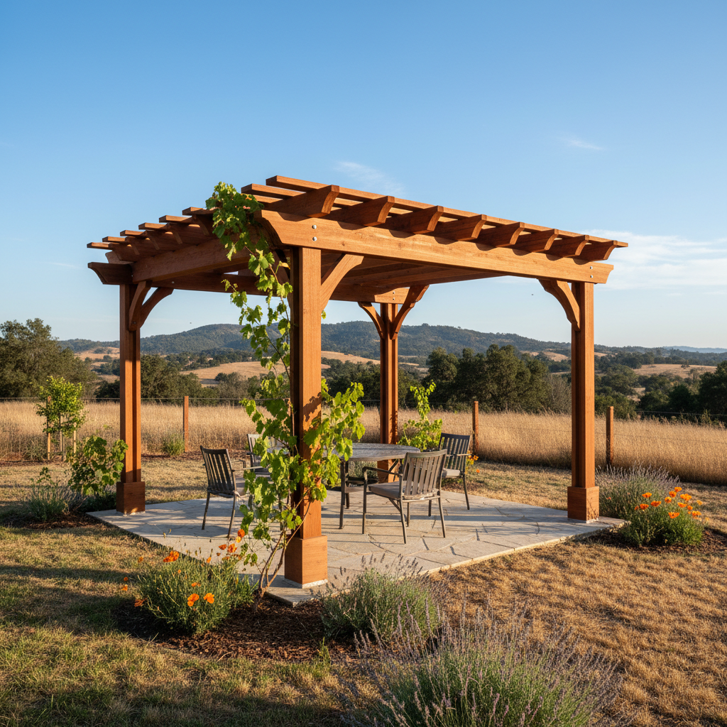 Completed pergola construction work at a residential property in Pittsburg, CA
