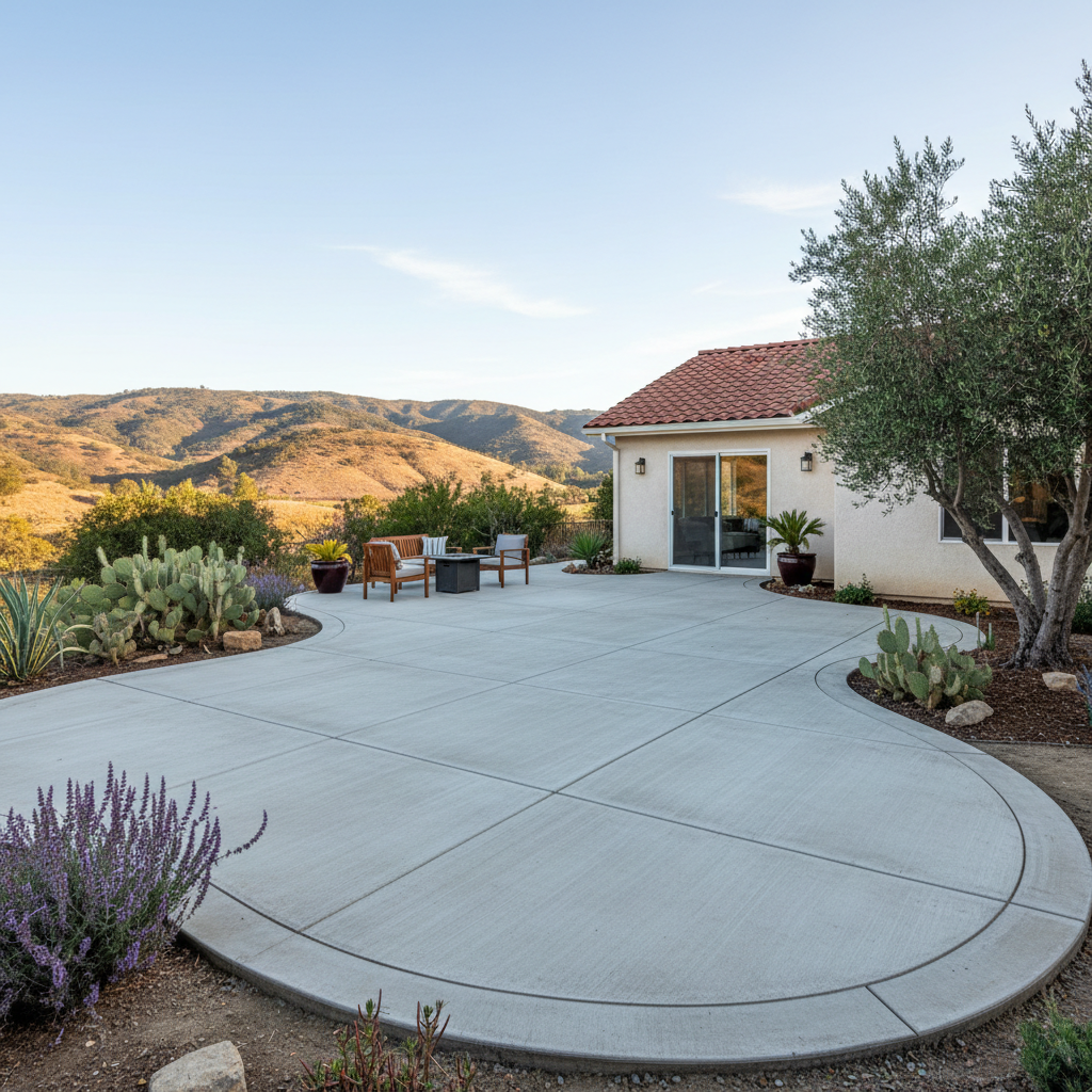 Completed concrete patios work at a residential property in Ventura, CA