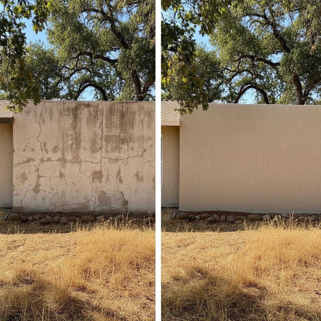 Completed stucco installation work at a residential property in Citrus Heights, CA