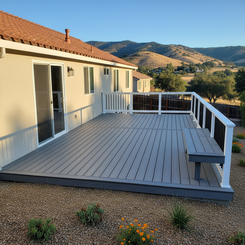 Completed trex decks work at a residential property in Chico, CA