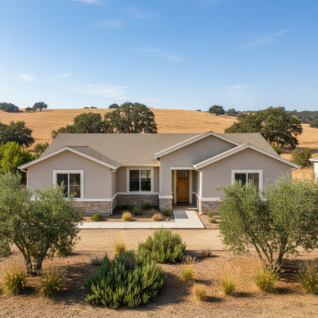 Completed residential stucco work at a residential property in Turlock, CA