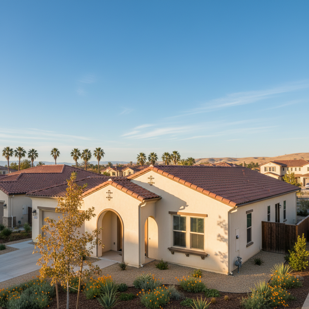 Completed stucco installation work at a residential property in Fresno, CA