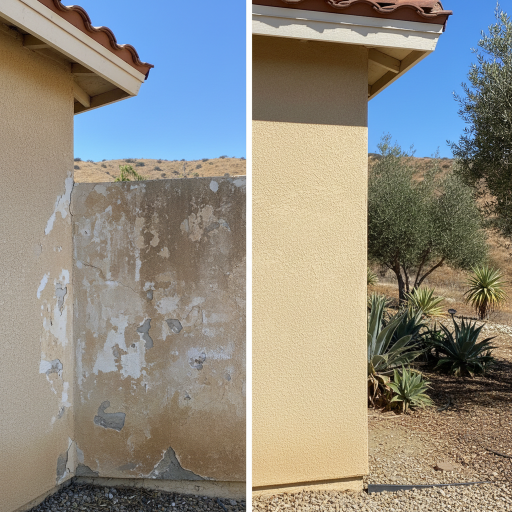Completed stucco installation work at a residential property in Chula Vista, CA