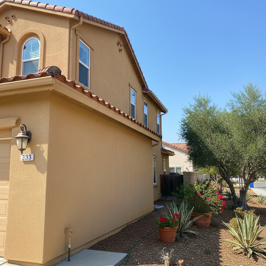 Completed stucco repair work at a residential property in Escondido, CA