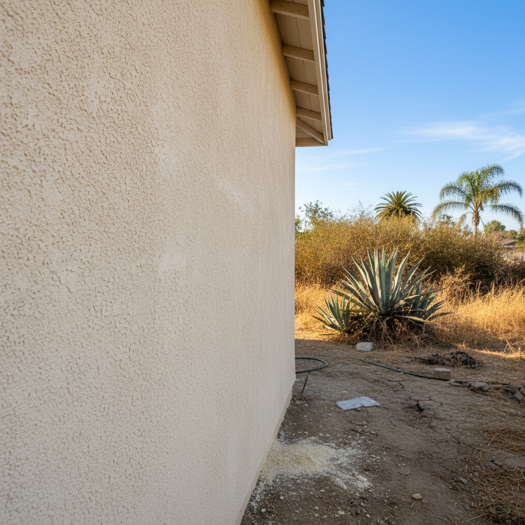 Completed stucco repair work at a residential property in National City, CA