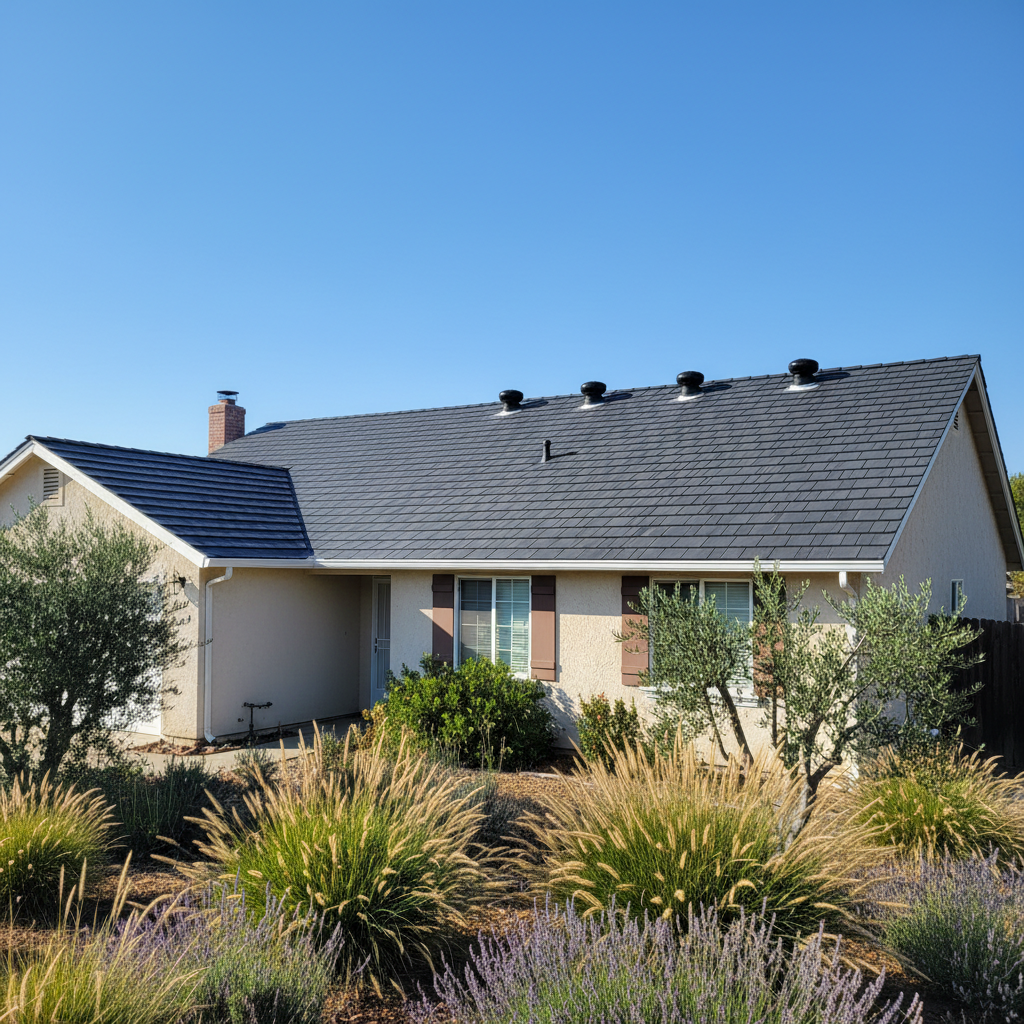 Completed roof replacement work at a residential property in Elk Grove, CA