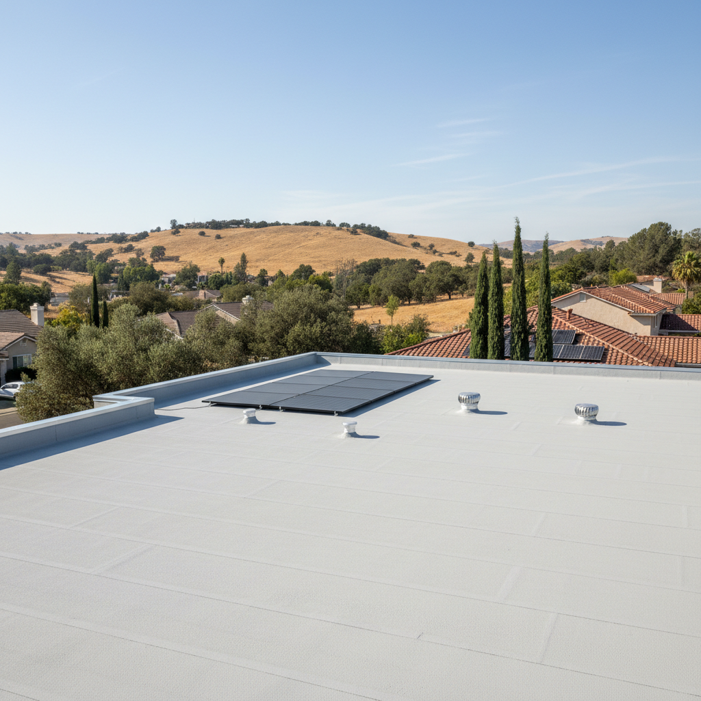 Completed flat roofing work at a residential property in Citrus Heights, CA