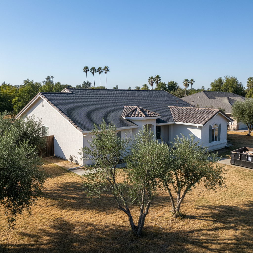Completed roof repair work at a residential property in Elk Grove, CA