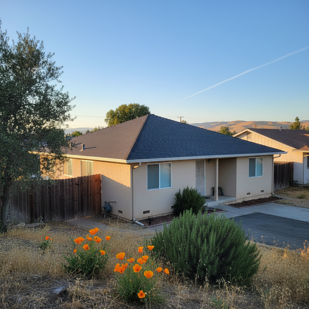 Completed roof repair work at a residential property in Rancho Cordova, CA