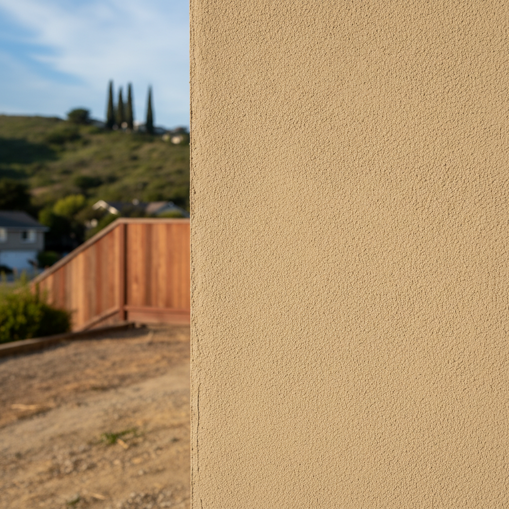 Completed stucco repair work at a residential property in Pacifica, CA