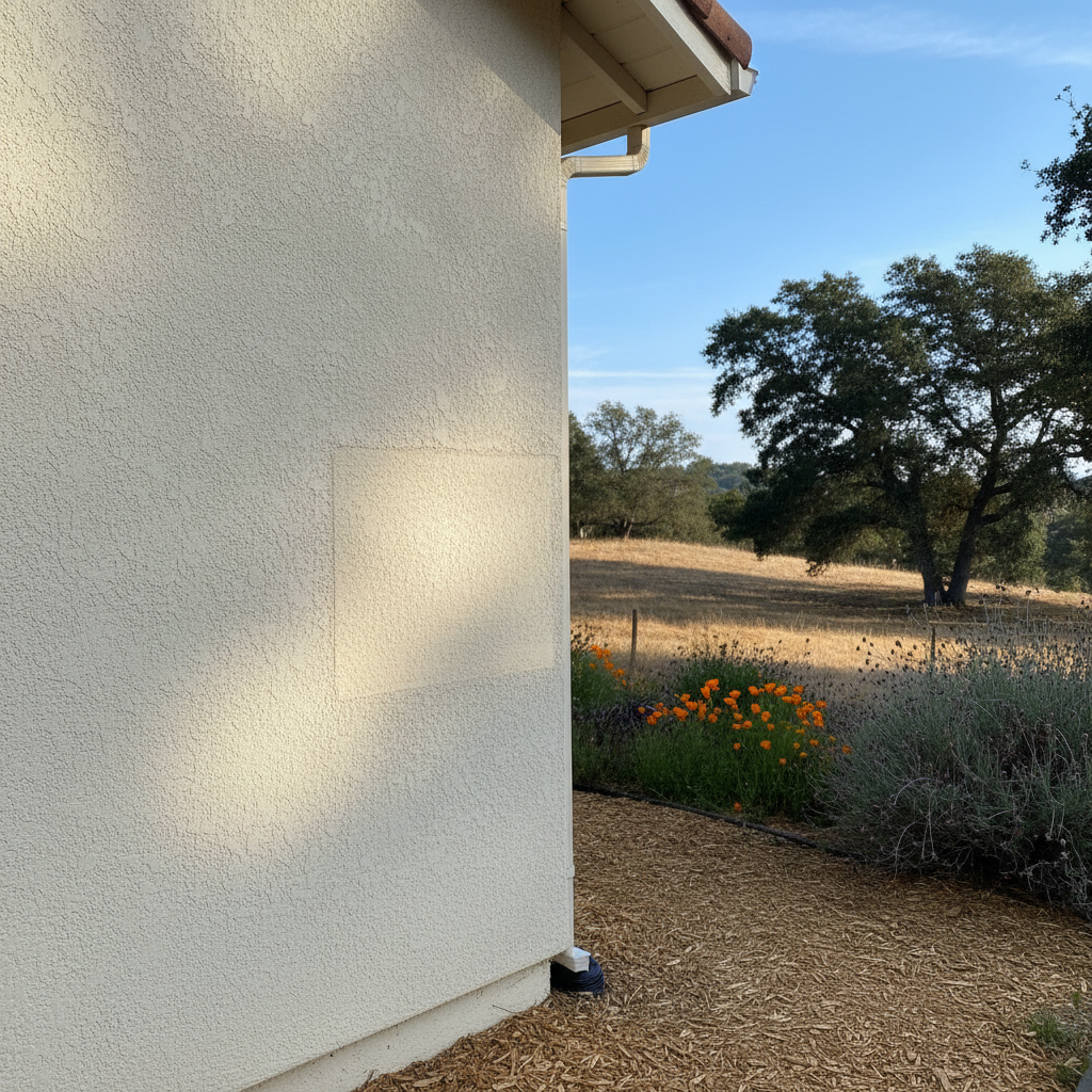 Completed stucco repair work at a residential property in Santa Rosa, CA