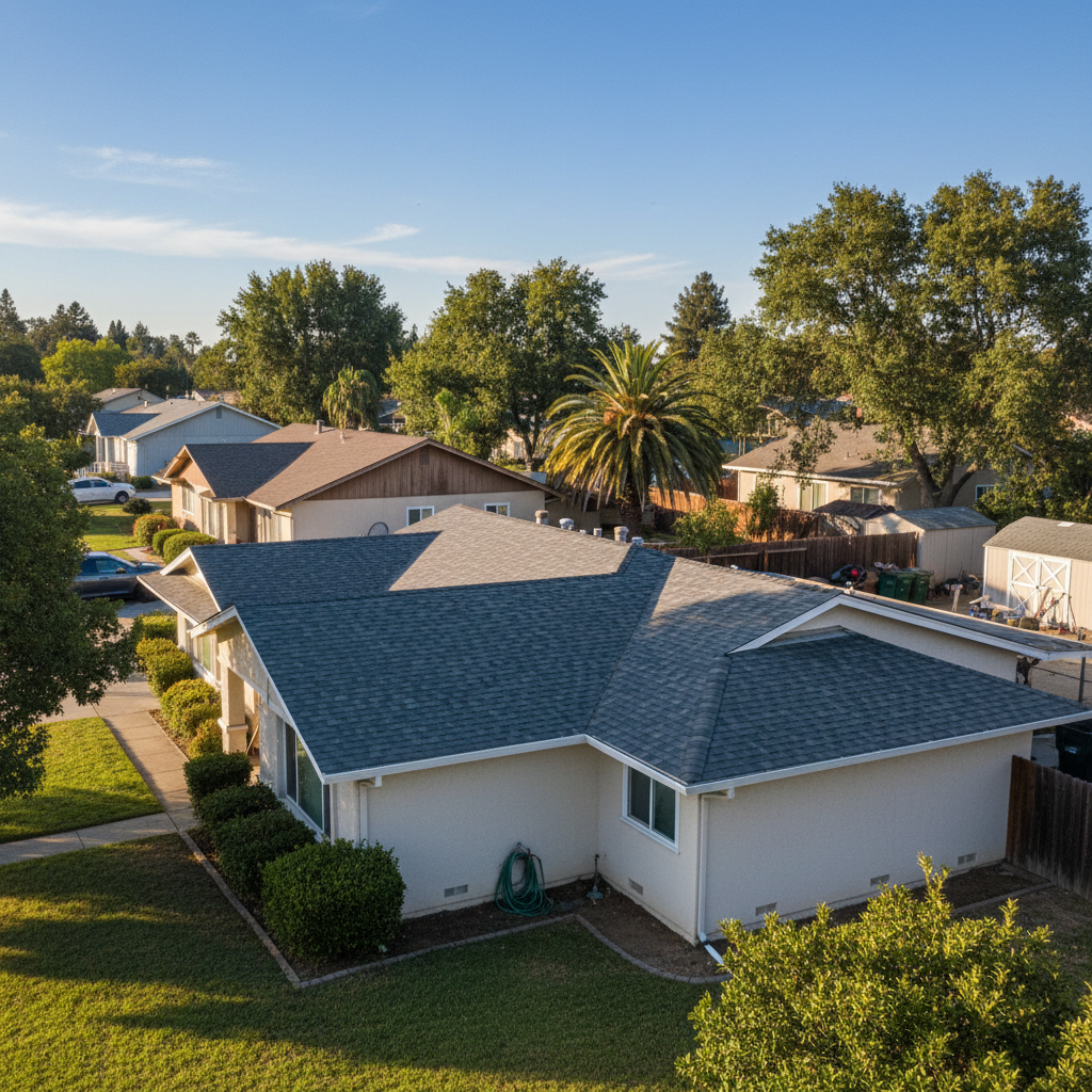 Completed roof repair work at a residential property in Citrus Heights, CA