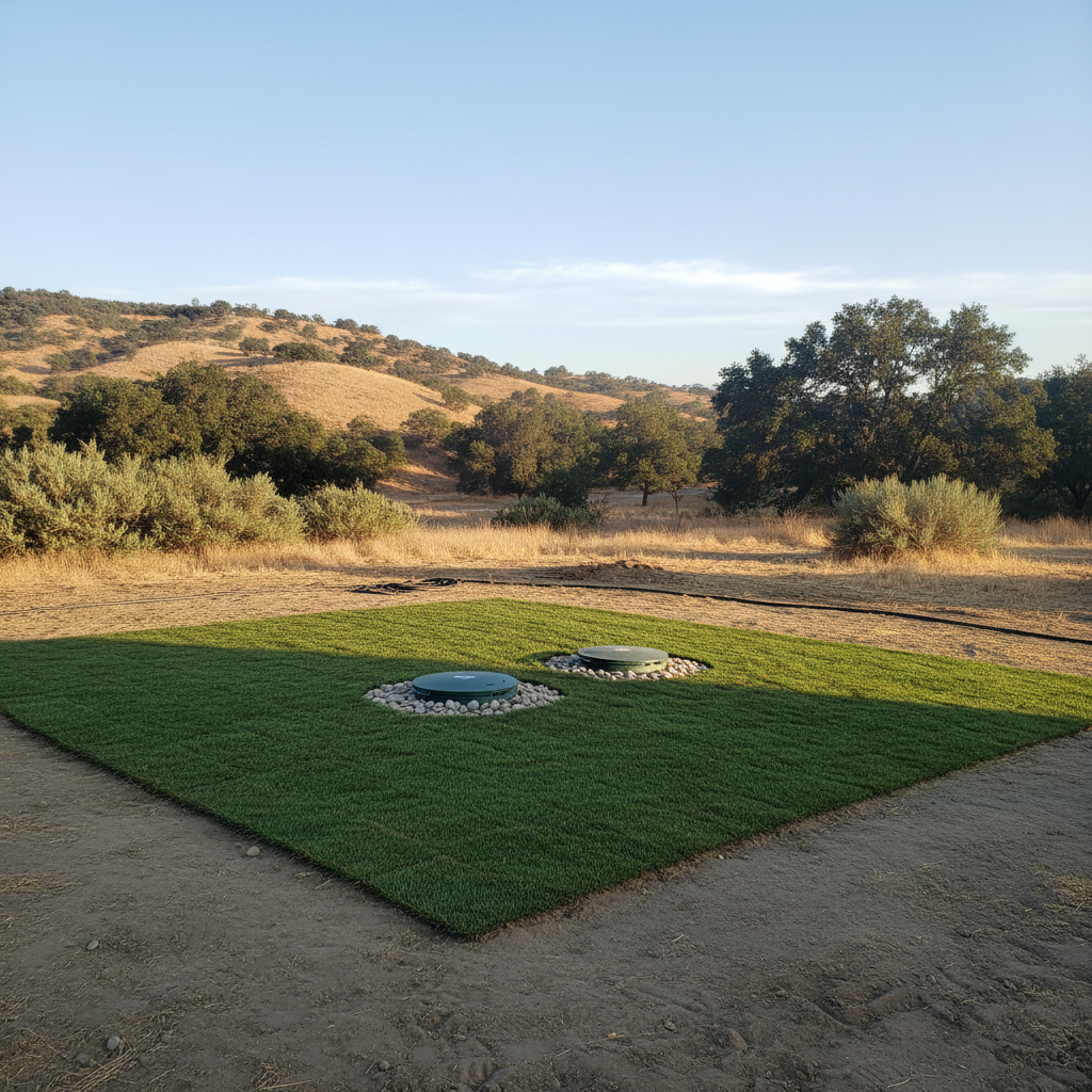 Completed septic system maintenance work at a residential property in Fresno, CA