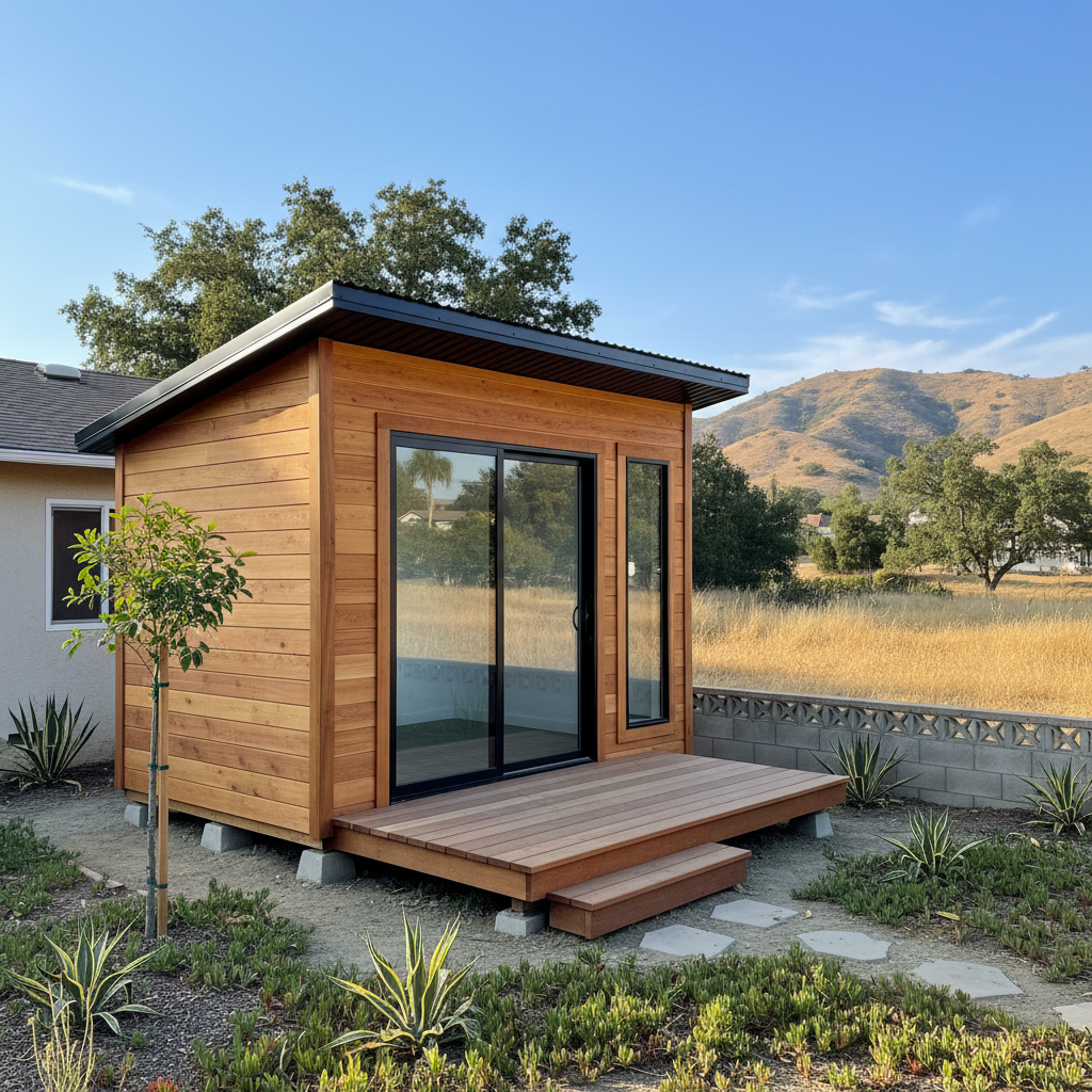 Completed office sheds work at a residential property in Pomona, CA