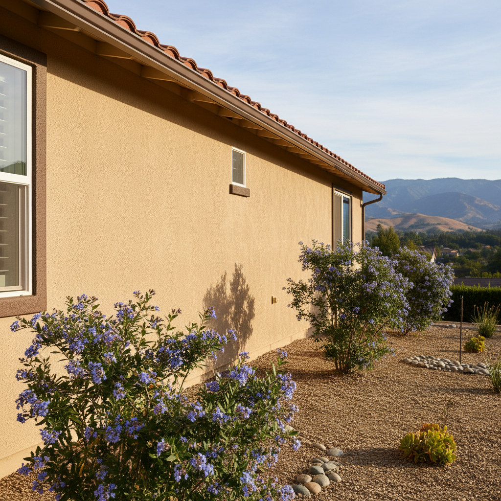 Completed stucco painting work at a residential property in Saratoga, CA