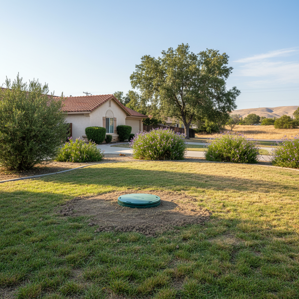 Completed emergency septic services work at a residential property in Fresno, CA