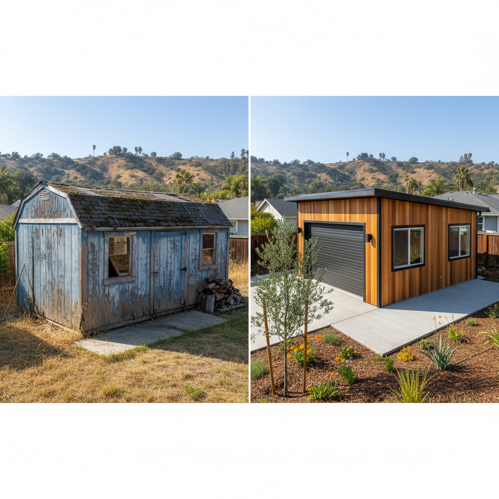 Completed garage design & building work at a residential property in Los Angeles, CA
