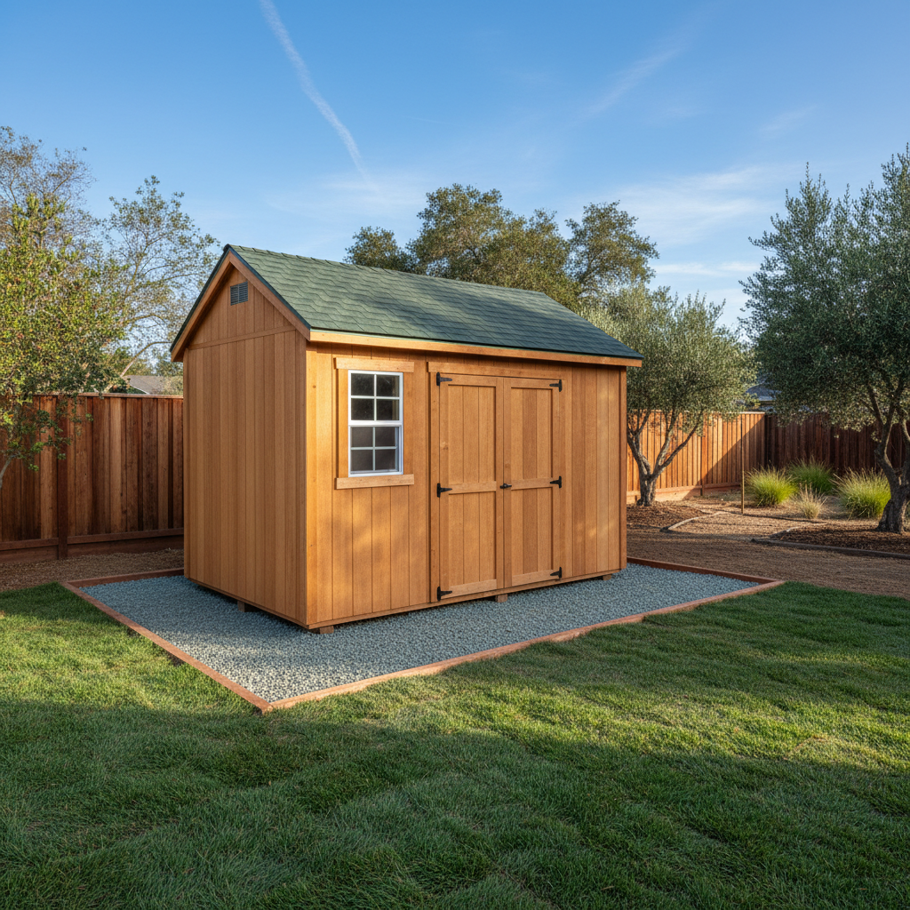 Completed shed delivery and installation work at a residential property in San Jose, CA