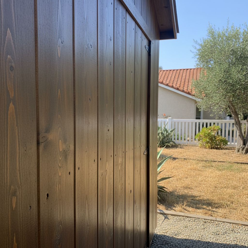 Completed tiny homes work at a residential property in San Jose, CA