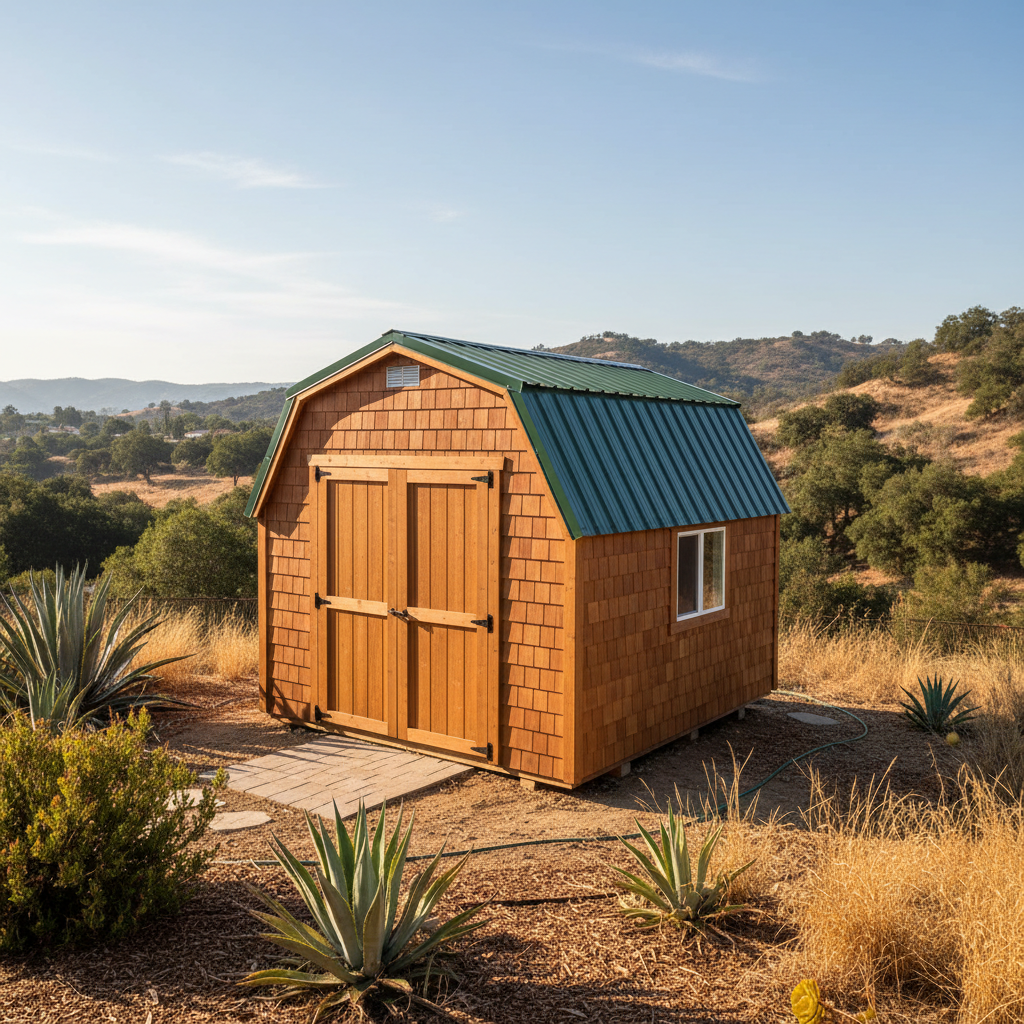 Completed storage sheds work at a residential property in La Mesa, CA