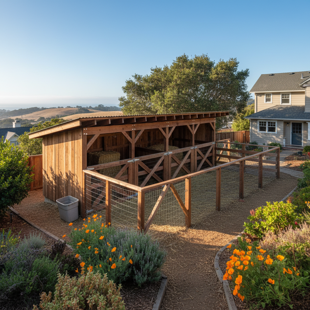 Completed livestock shelters work at a residential property in San Francisco, CA