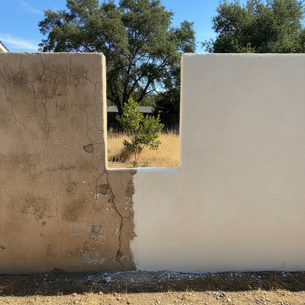 Completed stucco installation work at a residential property in Castro Valley, CA