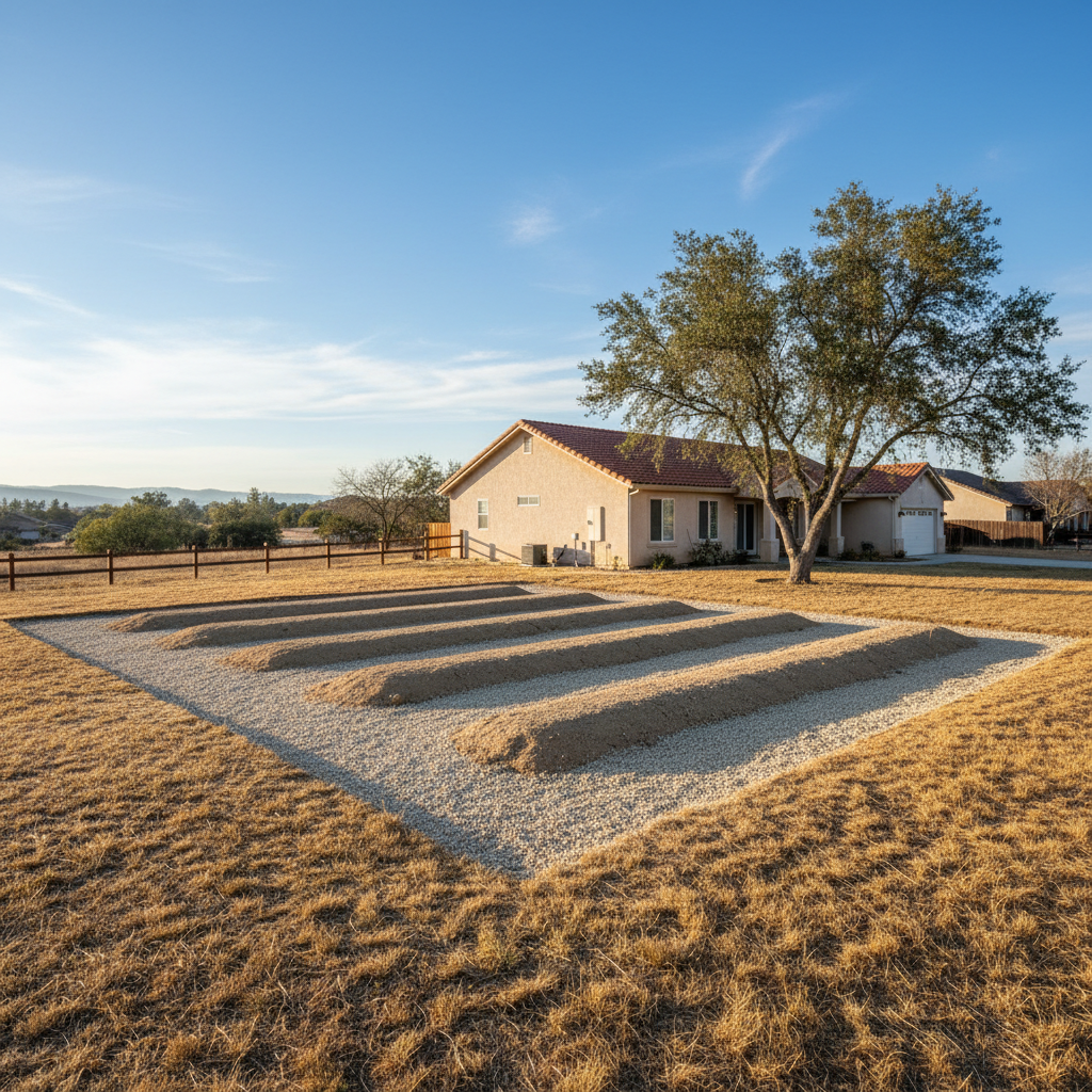 Completed drain field services work at a residential property in Fresno, CA